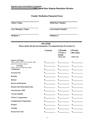 Document preview: Family Mediation Financial Form: Income - Washington, D.C.