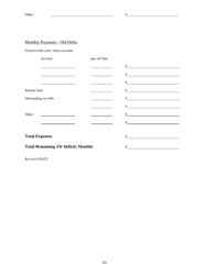 Family Mediation Financial Form: Assets - Washington, D.C., Page 10