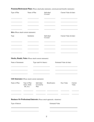 Family Mediation Financial Form: Assets - Washington, D.C., Page 2