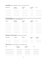 Family Mediation Financial Form: Assets - Washington, D.C., Page 3