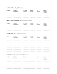 Family Mediation Financial Form: Assets - Washington, D.C., Page 5
