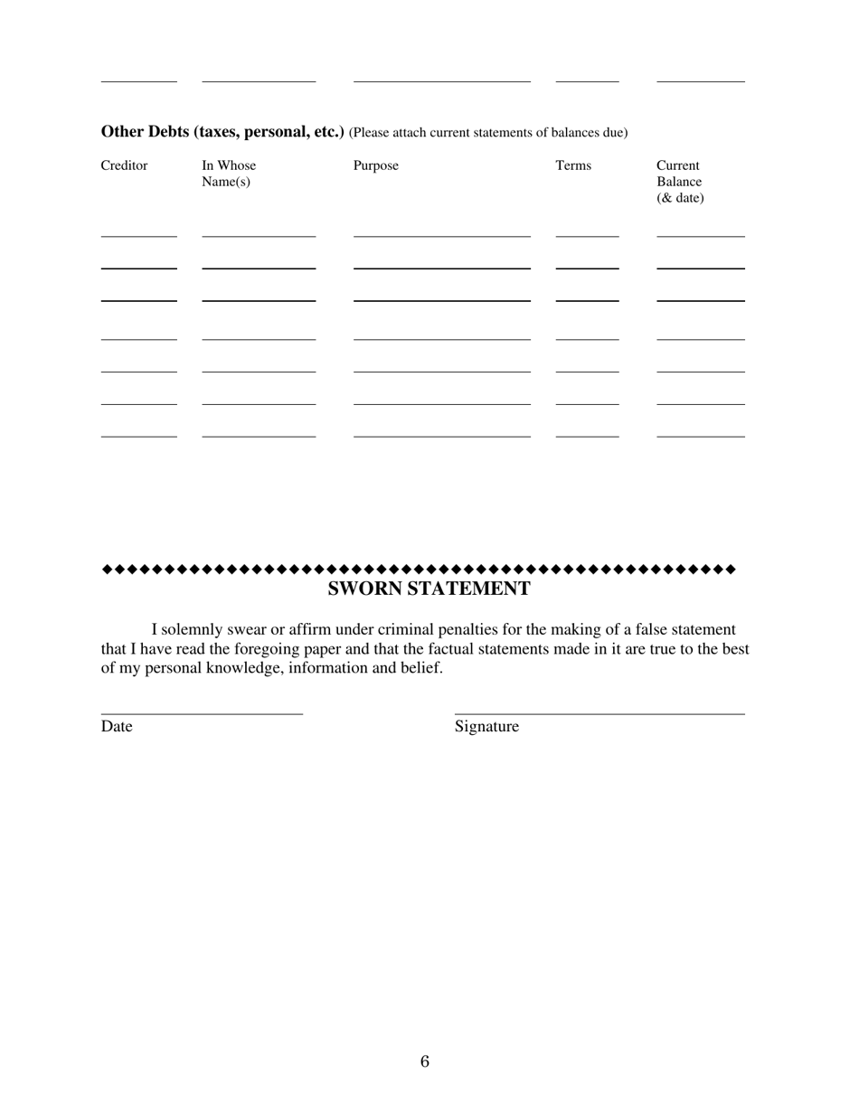 Family Mediation Financial Form: Assets - Washington, D.C., Page 6