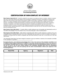 Certification of Non-conflict of Interest - West Virginia, Page 2