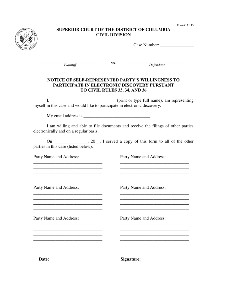 Form CA115 - Fill Out, Sign Online and Download Fillable PDF ...