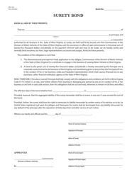 Document preview: Form MV-1LB Surety Bond - West Virginia