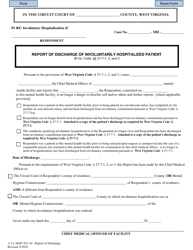 Document preview: Form INV40 Report of Discharge of Involuntarily Hospitalized Patient - West Virginia