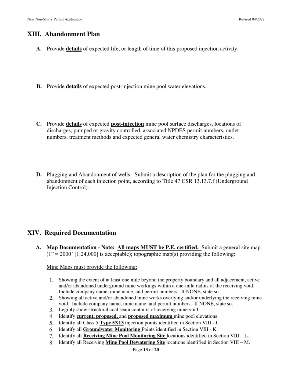 New Non-slurry Permit Application - West Virginia, Page 13