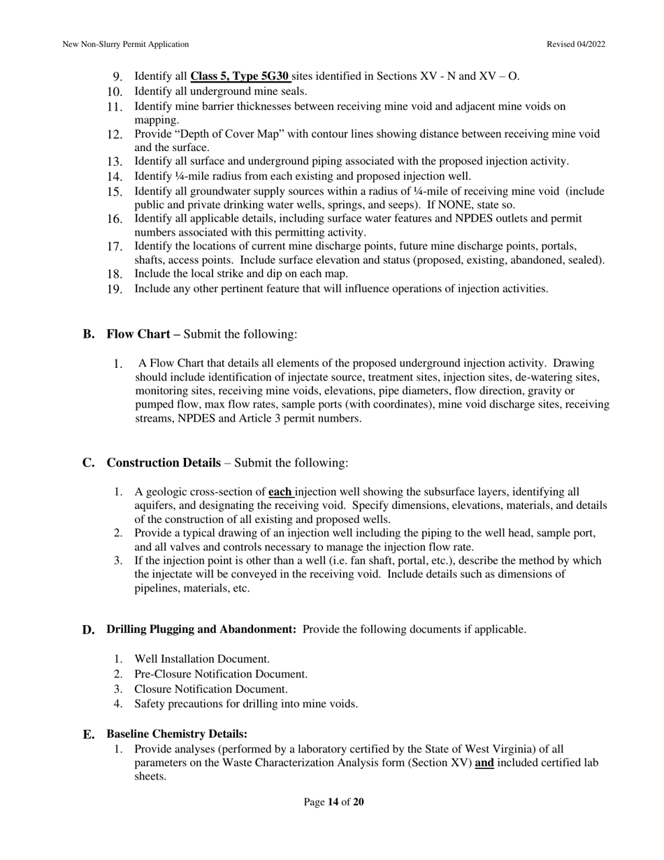 New Non-slurry Permit Application - West Virginia, Page 14