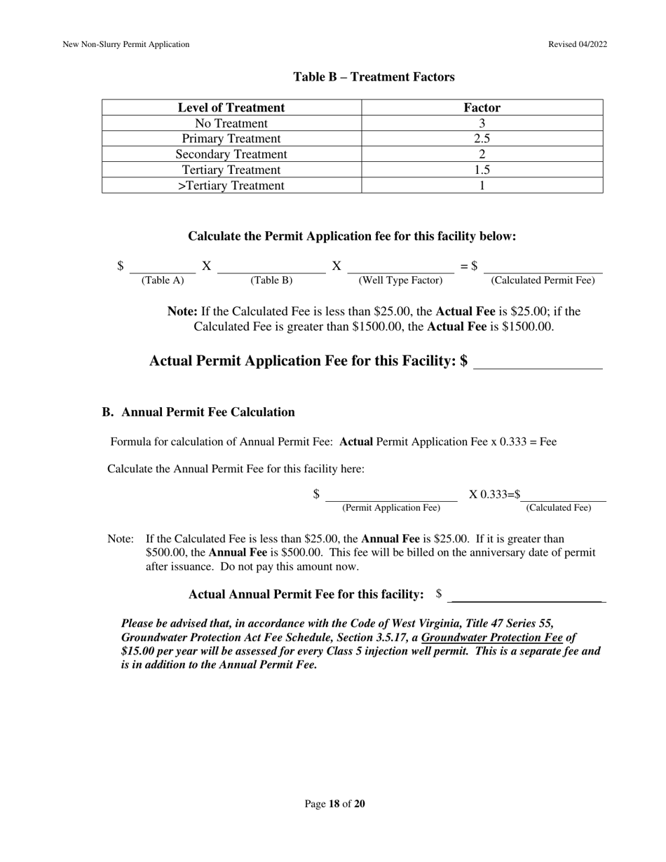 New Non-slurry Permit Application - West Virginia, Page 18