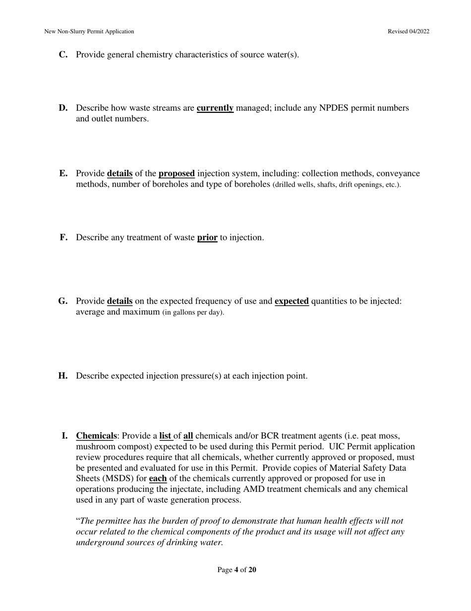 New Non-slurry Permit Application - West Virginia, Page 4