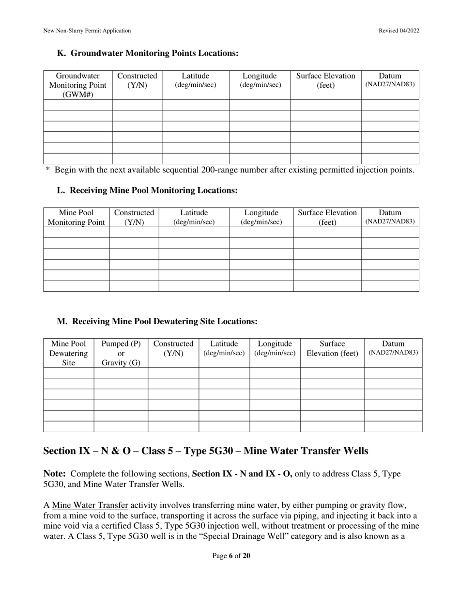 New Non-slurry Permit Application - West Virginia, Page 6