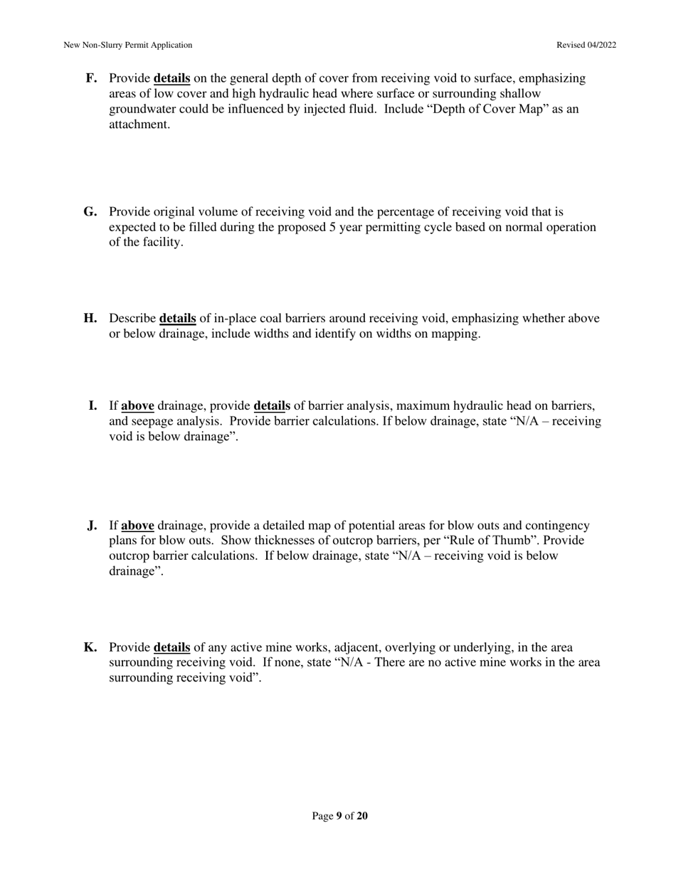 New Non-slurry Permit Application - West Virginia, Page 9
