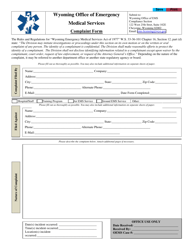 Document preview: Wyoming Office of Emergency Medical Services Complaint Form - Wyoming