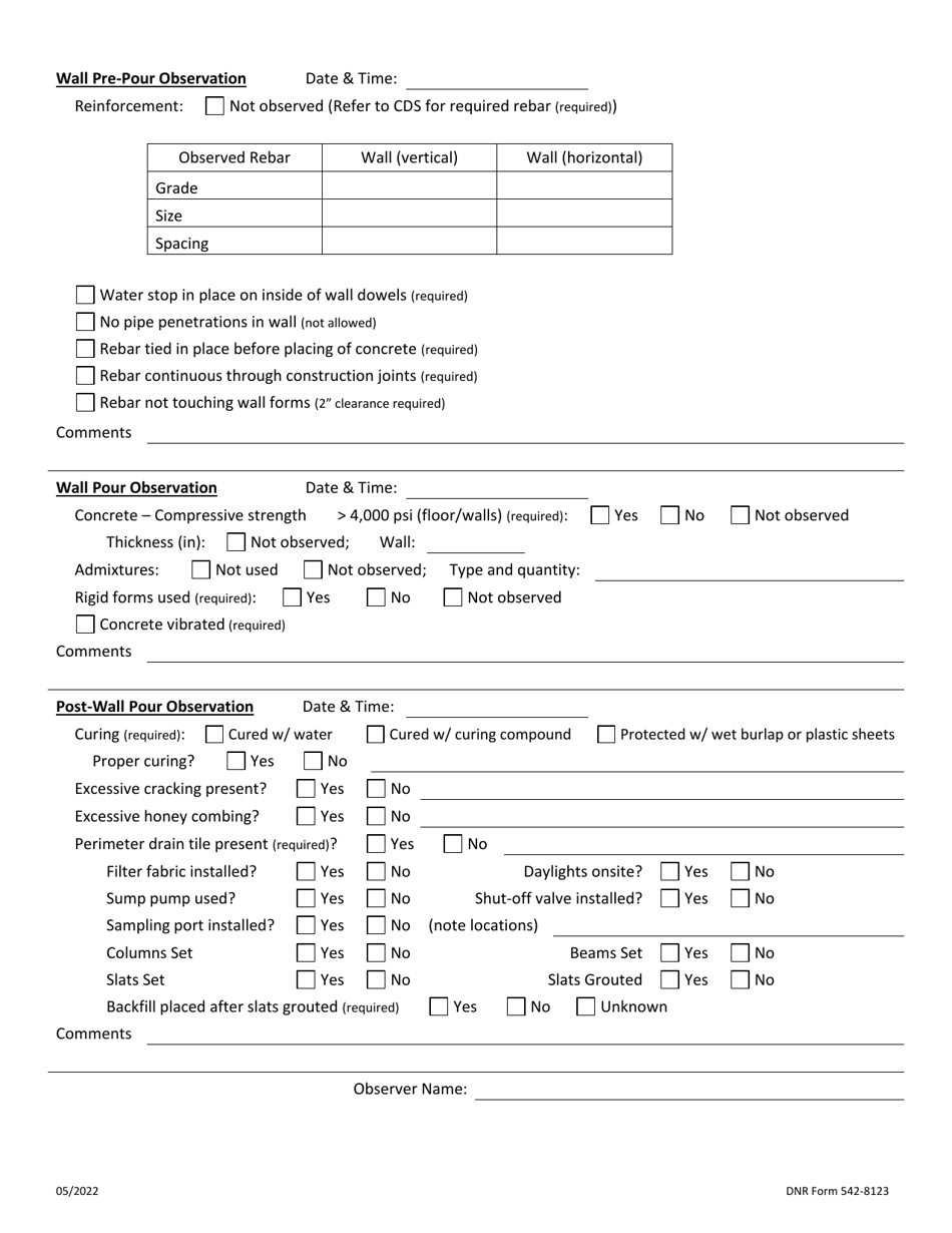 DNR Form 542-8123 Download Fillable PDF or Fill Online Construction ...