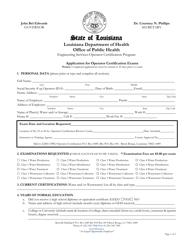 Document preview: Application for Operator Certification Exams - Louisiana