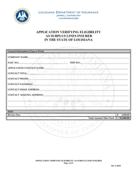 Application Verifying Eligibility as Surplus Lines Insurer in the State of Louisiana - Louisiana, Page 4