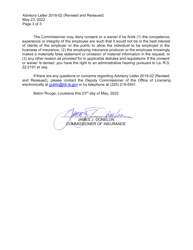Request for Consent or a Waiver Pursuant to La. R.s. 22:1554(A)(18) - Louisiana, Page 3