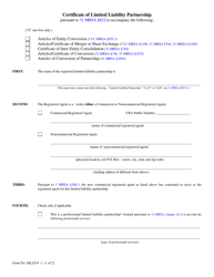 Document preview: Form MLLP-6-1 Certificate of Limited Liability Partnership to Accompany Articles/Certificate of Merger or Share Exchange, Articles of Entity Conversion, Articles/Certificate of Inter-Entity Consolidation, Articles/Certificate of Conversion and Articles of Conversion of Partnership - Maine
