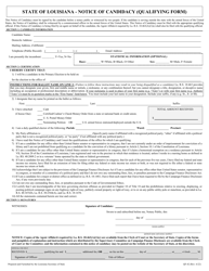 Document preview: Form QF-42 Notice of Candidacy (Qualifying Form) - Louisiana