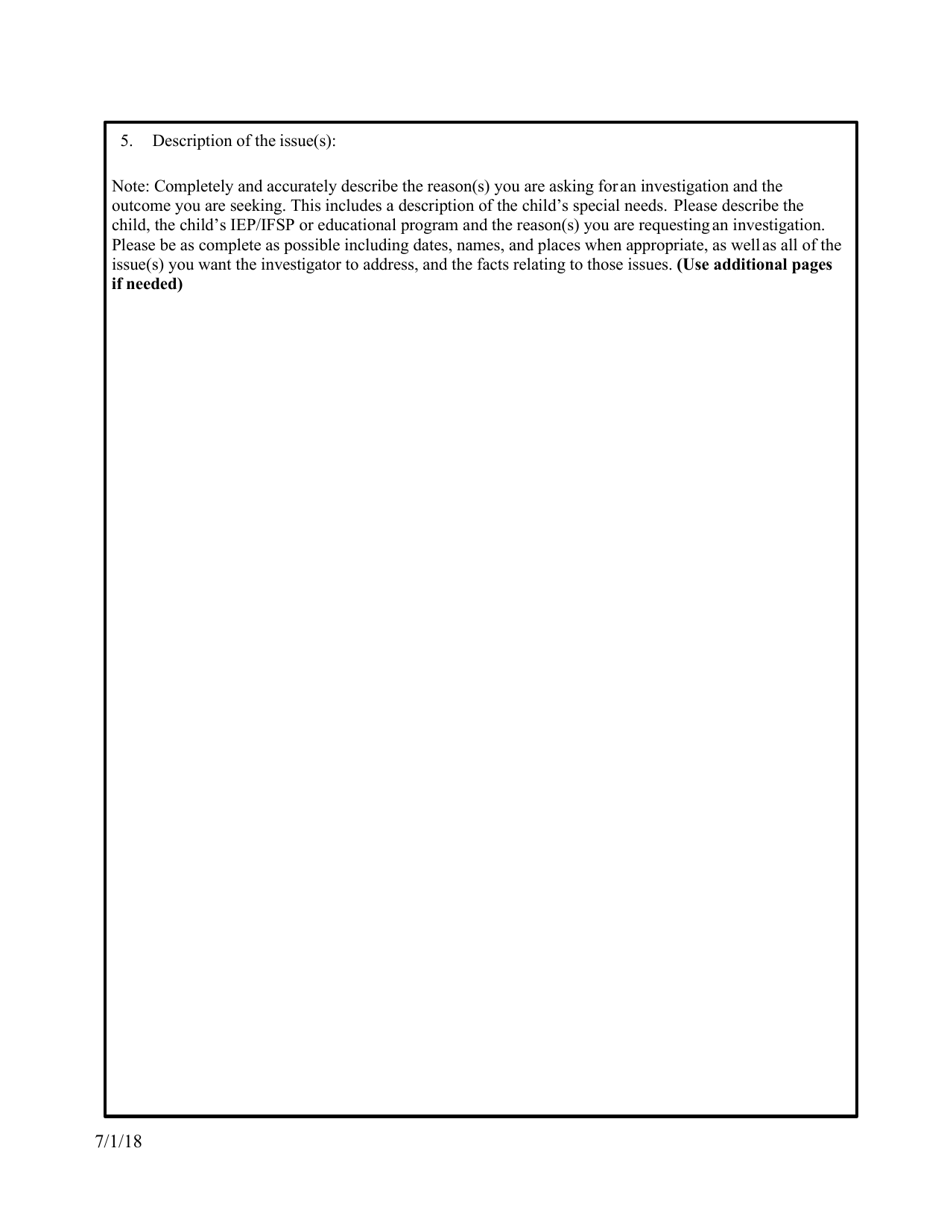 State Complaint Investigation Request Form - Maine, Page 3