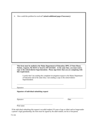State Complaint Investigation Request Form - Maine, Page 4