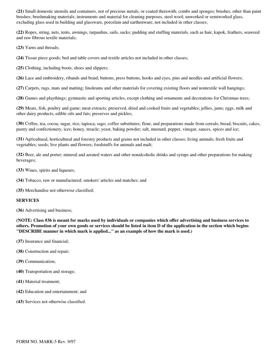 Form MARK-1 Application for Registration of a Mark - Maine, Page 7