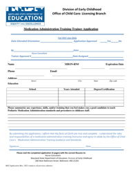Document preview: Medication Administration Training Trainer Application - Maryland
