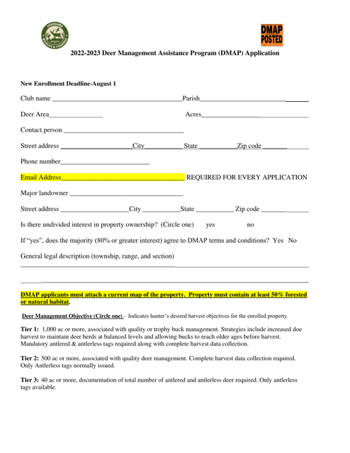 Application Form - Deer Management Assistance Program (Dmap) - Louisiana, 2023