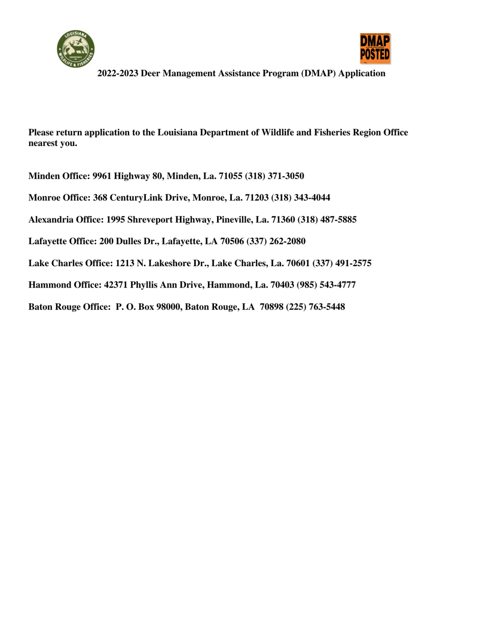 Application Form - Deer Management Assistance Program (Dmap) - Louisiana, Page 3