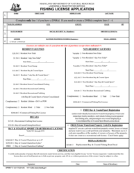 DNR Form F-3 Fishing License Application - Maryland