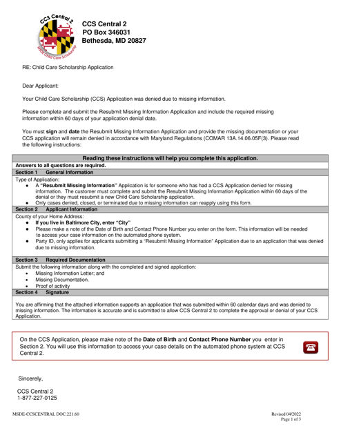 Form DOC.221.60  Printable Pdf