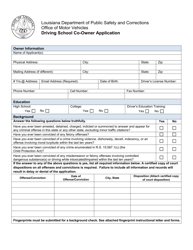 Document preview: Driving School Co-owner Application - Louisiana