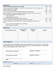 Driving School Co-owner Application - Louisiana, Page 2