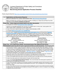Document preview: New Driving School Application Process Checklist - Louisiana