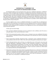 Form MDJ-010 &quot;Confidentiality Agreement for Applicants of Enhanced Mdec Access&quot; - Maryland