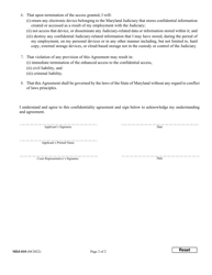 Form MDJ-010 Confidentiality Agreement for Applicants of Enhanced Mdec Access - Maryland, Page 2
