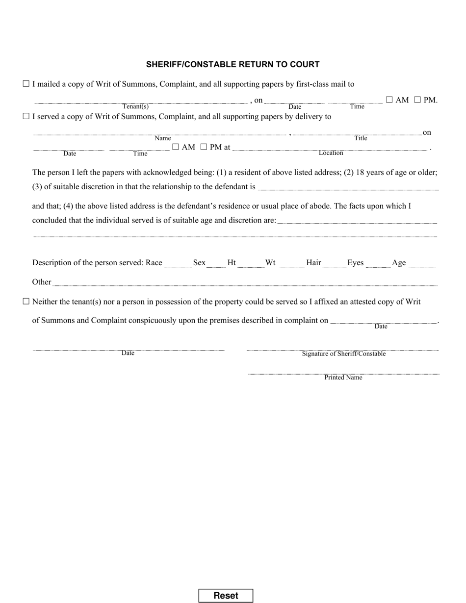 Form DC-CV-080 Complaint and Summons Against Tenant Holding Over - Maryland, Page 2