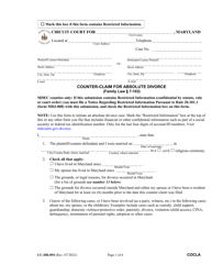 Form CC-DR-094 Counter-Claim for Absolute Divorce - Maryland