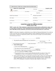 Form CC-DR-111 &quot;Counter-Claim for Limited Divorce&quot; - Maryland