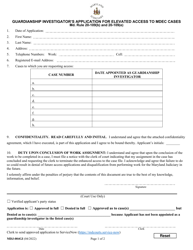 Document preview: Form MDJ-004GI Guardianship Investigator's Application for Elevated Access to Mdec Cases - Maryland