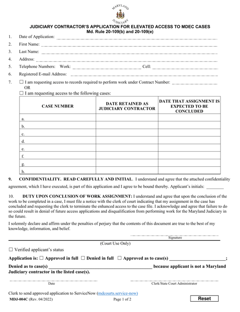 Form MDJ-004C  Printable Pdf