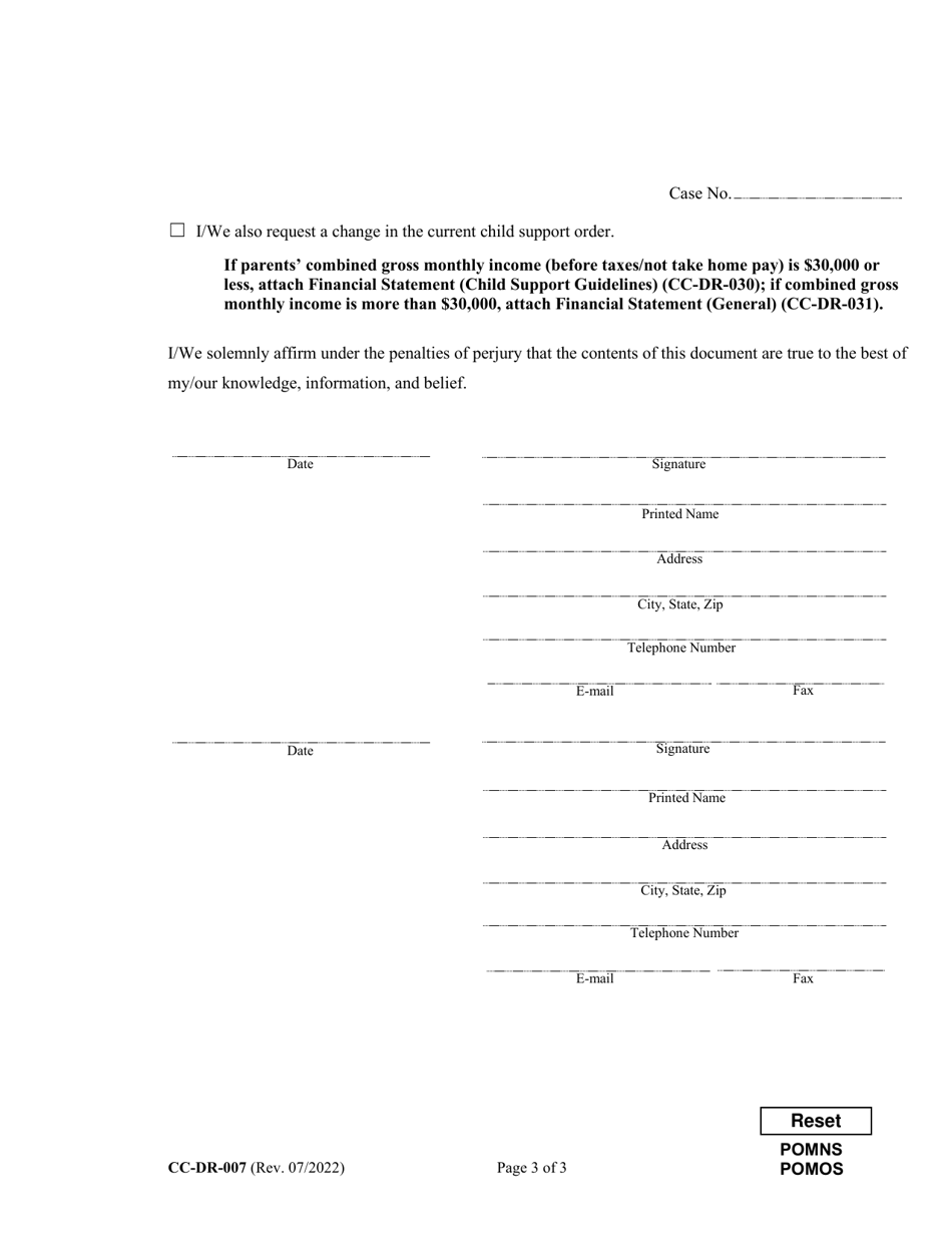 Form CC-DR-007 Download Fillable PDF or Fill Online Petition to Modify ...