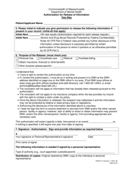 Form HIPAA-F-4 Authorization for Release of Information - Two Way - Massachusetts, Page 2