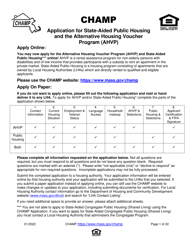 Document preview: Application for State-Aided Public Housing and the Alternative Housing Voucher Program (Ahvp) - Massachusetts