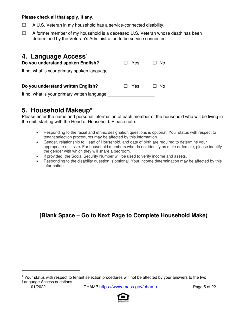 Application for State-Aided Public Housing and the Alternative Housing Voucher Program (Ahvp) - Massachusetts, Page 5