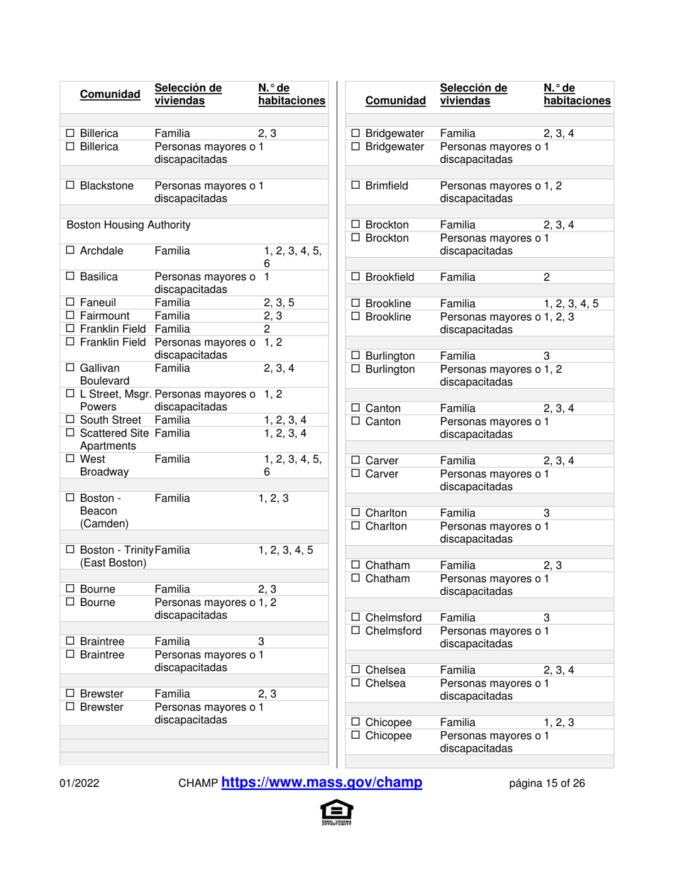 Solicitud Para Vivienda Publica Con Ayuda Del Estado Y El Programa De Vales Para Viviendas Alternativas (Alternative Housing Voucher Program, Ahvp) - Massachusetts (Spanish), Page 15