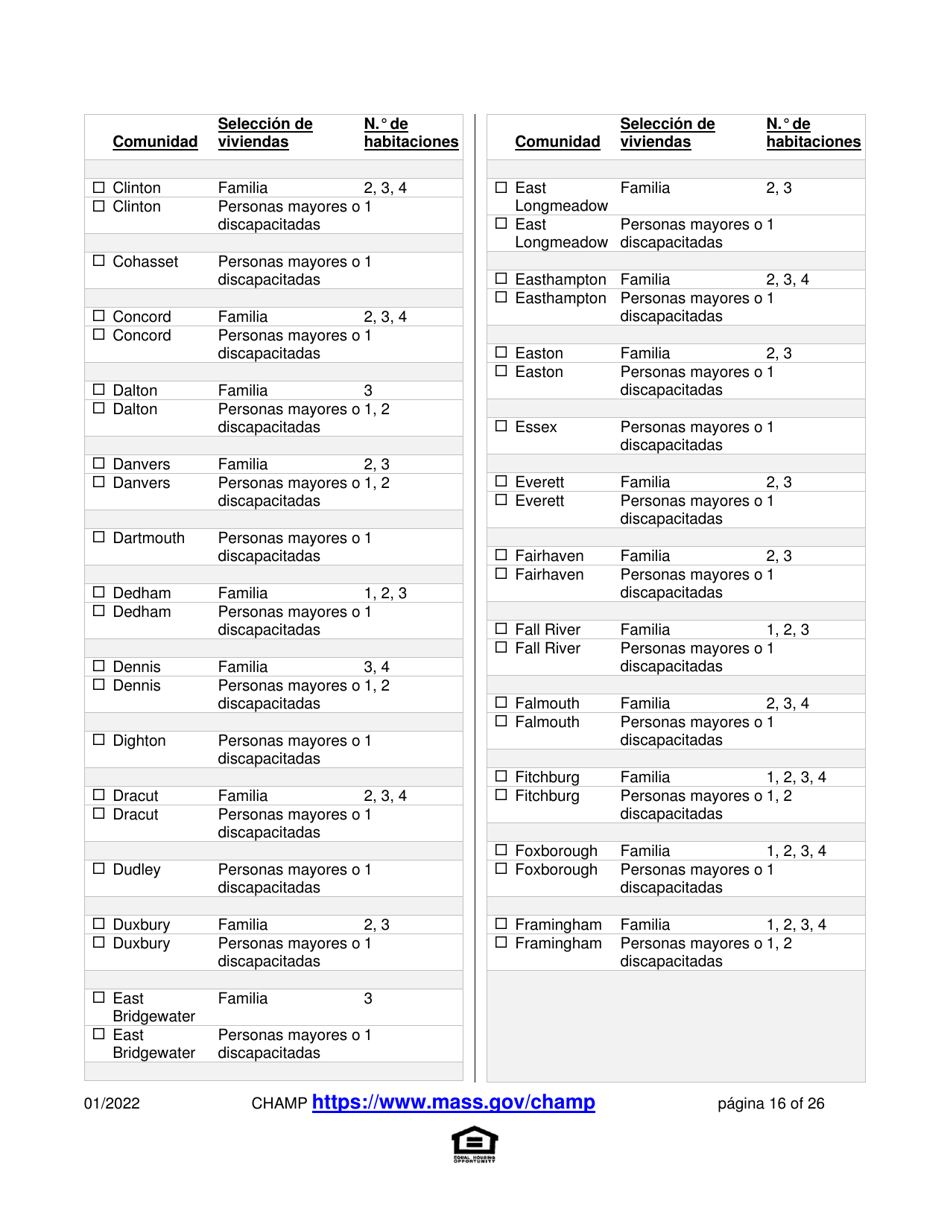 Solicitud Para Vivienda Publica Con Ayuda Del Estado Y El Programa De Vales Para Viviendas Alternativas (Alternative Housing Voucher Program, Ahvp) - Massachusetts (Spanish), Page 16