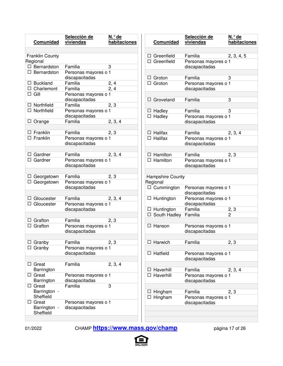 Solicitud Para Vivienda Publica Con Ayuda Del Estado Y El Programa De Vales Para Viviendas Alternativas (Alternative Housing Voucher Program, Ahvp) - Massachusetts (Spanish), Page 17