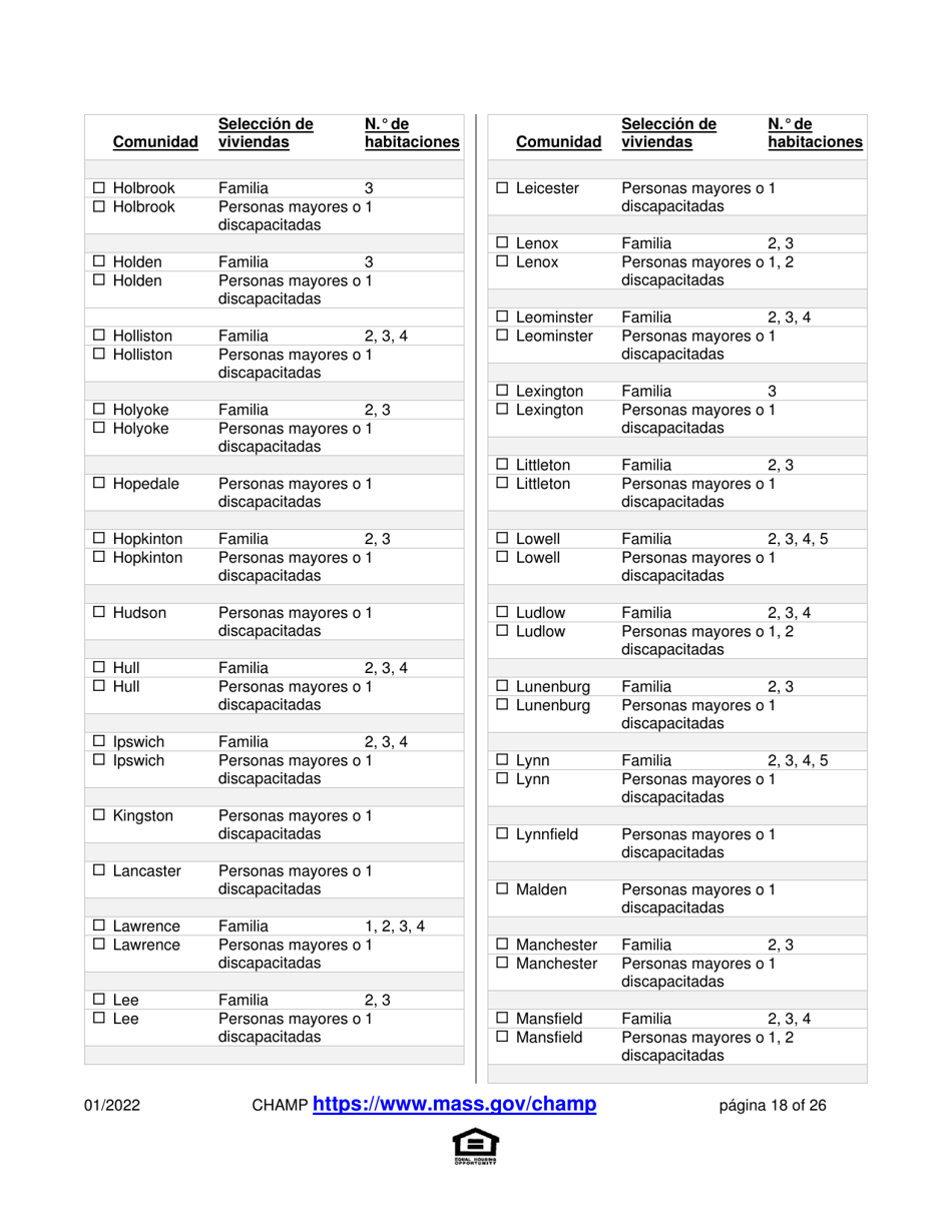 Solicitud Para Vivienda Publica Con Ayuda Del Estado Y El Programa De Vales Para Viviendas Alternativas (Alternative Housing Voucher Program, Ahvp) - Massachusetts (Spanish), Page 18