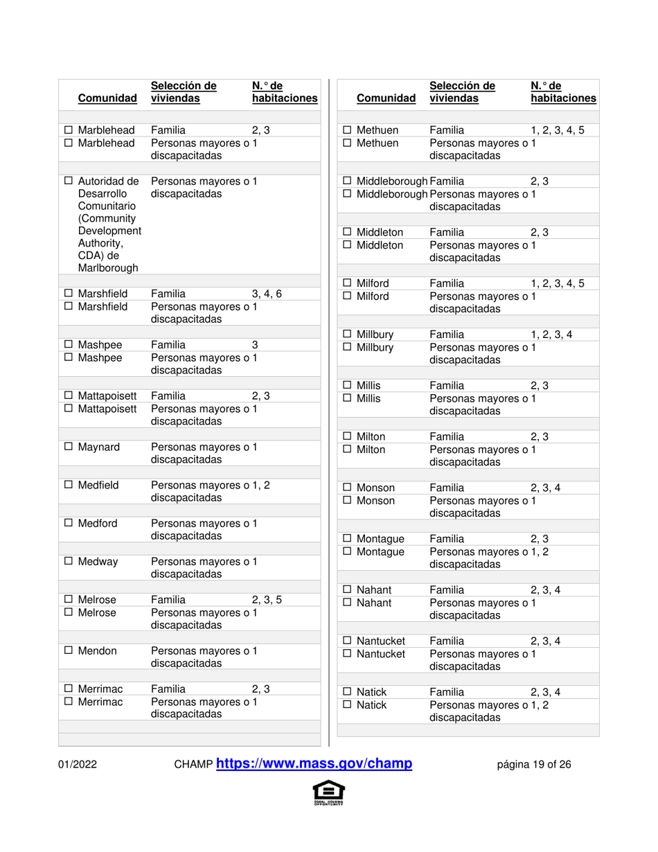 Solicitud Para Vivienda Publica Con Ayuda Del Estado Y El Programa De Vales Para Viviendas Alternativas (Alternative Housing Voucher Program, Ahvp) - Massachusetts (Spanish), Page 19